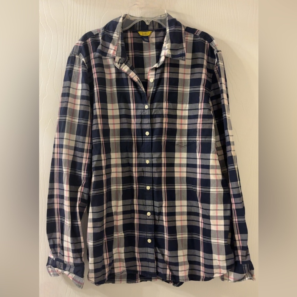Prince & Fox Black White and Pink Plaid Blouse